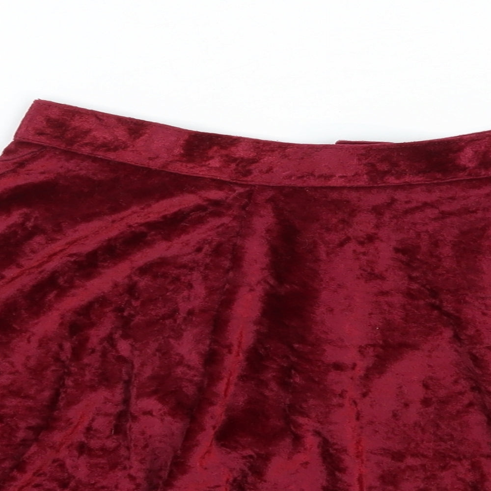 One and Only Girls Red Polyester Skater Skirt Size XS Regular Zip