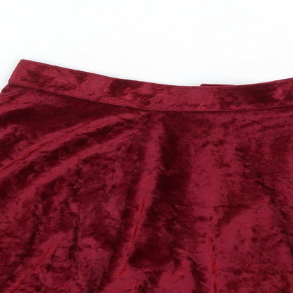 One and Only Girls Red Polyester Skater Skirt Size XS Regular Zip