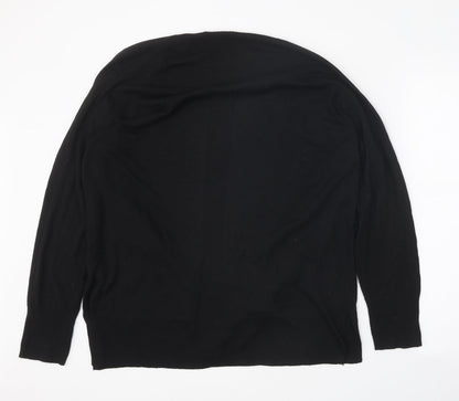 F&F Womens Black V-Neck Nylon Cardigan Jumper Size M