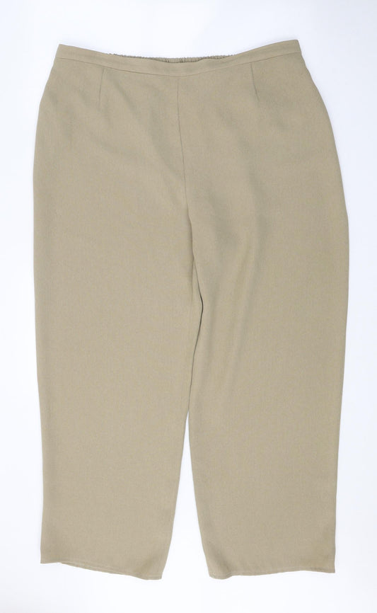 essence Womens Beige Polyester Cropped Trousers Size 22 Regular