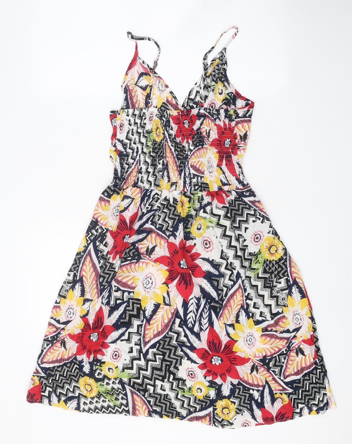 J.Stars Womens Multicoloured Floral Viscose Slip Dress Size S V-Neck Pullover