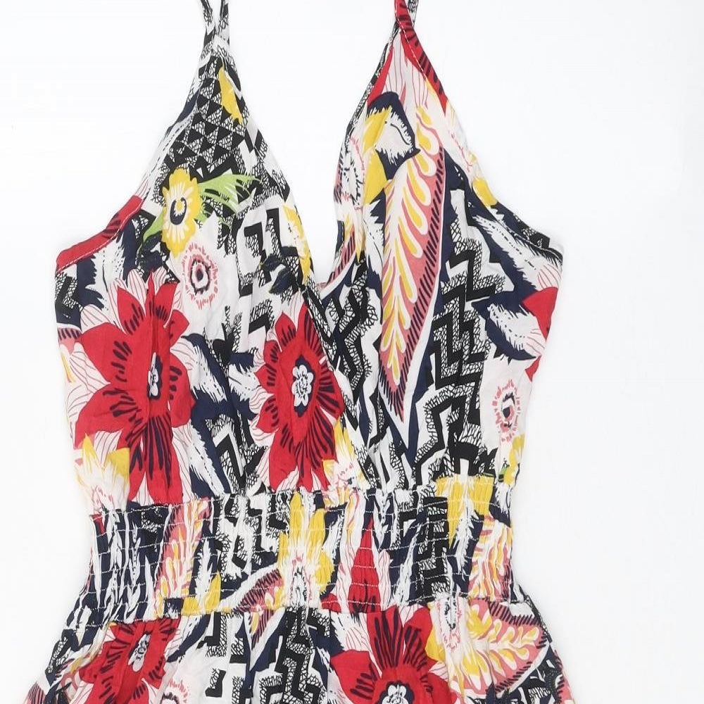 J.Stars Womens Multicoloured Floral Viscose Slip Dress Size S V-Neck Pullover