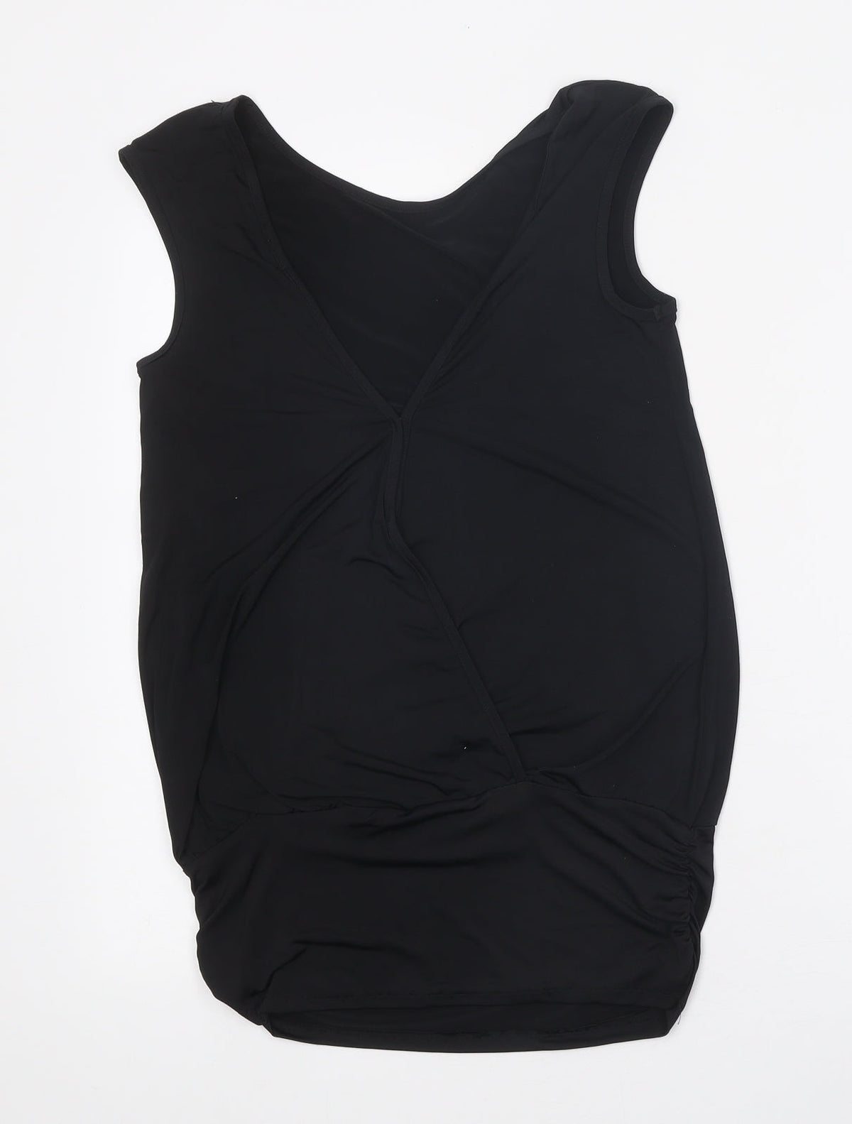 bluheaven Womens Black Polyester Basic T-Shirt Size S V-Neck