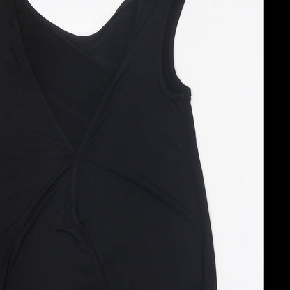 bluheaven Womens Black Polyester Basic T-Shirt Size S V-Neck