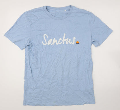 Stanley Stella Womens Blue Cotton Basic T-Shirt Size L Round Neck - Sanctus
