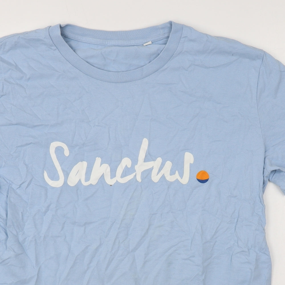 Stanley Stella Womens Blue Cotton Basic T-Shirt Size L Round Neck - Sanctus