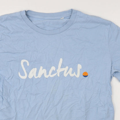 Stanley Stella Womens Blue Cotton Basic T-Shirt Size L Round Neck - Sanctus