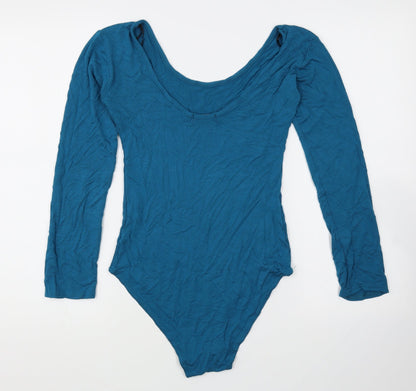 Trendy Touch Womens Blue Viscose Bodysuit One-Piece Size S Snap