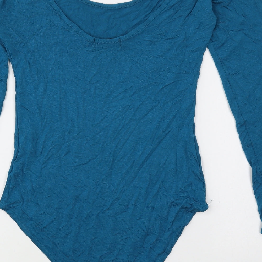 Trendy Touch Womens Blue Viscose Bodysuit One-Piece Size S Snap
