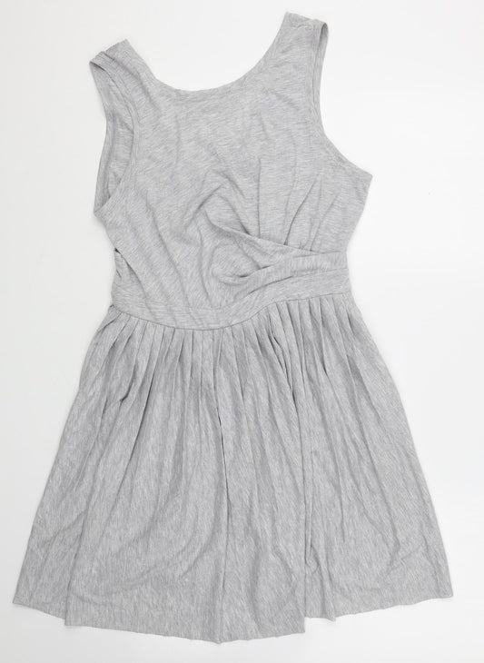 ASOS Womens Grey Cotton Skater Dress Size 12 Scoop Neck