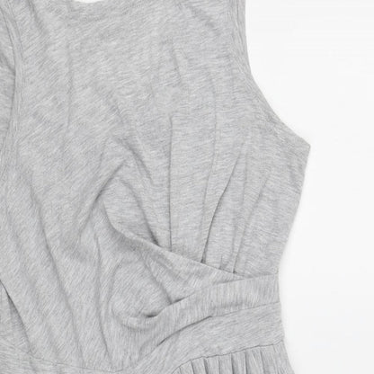 ASOS Womens Grey Cotton Skater Dress Size 12 Scoop Neck