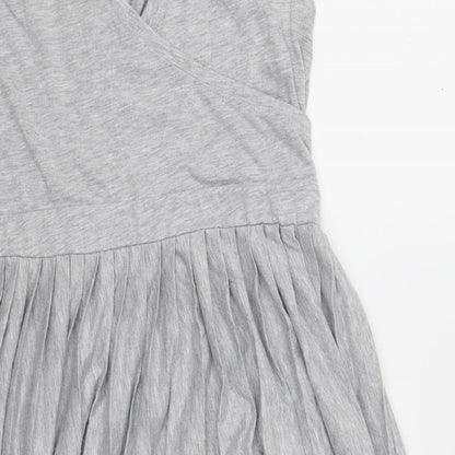 ASOS Womens Grey Cotton Skater Dress Size 12 Scoop Neck