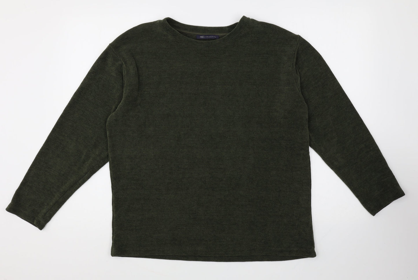 Marks and Spencer Womens Green Round Neck Polyester Pullover Jumper Size S