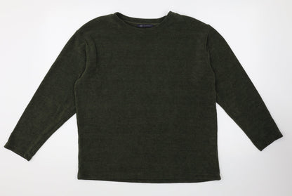 Marks and Spencer Womens Green Round Neck Polyester Pullover Jumper Size S