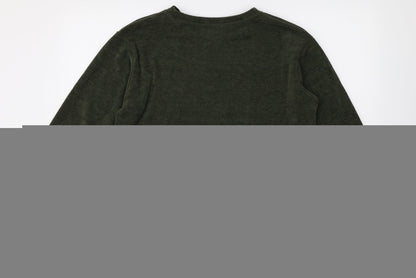 Marks and Spencer Womens Green Round Neck Polyester Pullover Jumper Size S