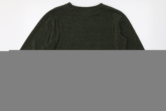Marks and Spencer Womens Green Round Neck Polyester Pullover Jumper Size S