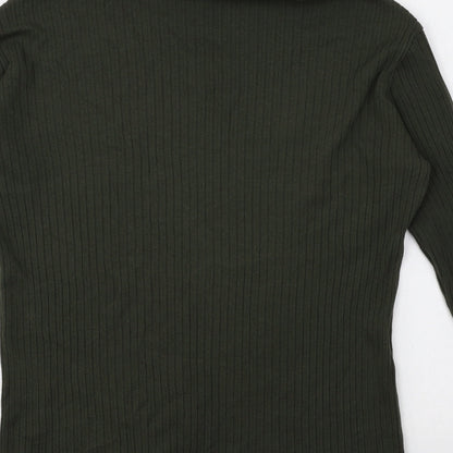 Choise Womens Green Roll Neck Cotton Pullover Jumper Size S