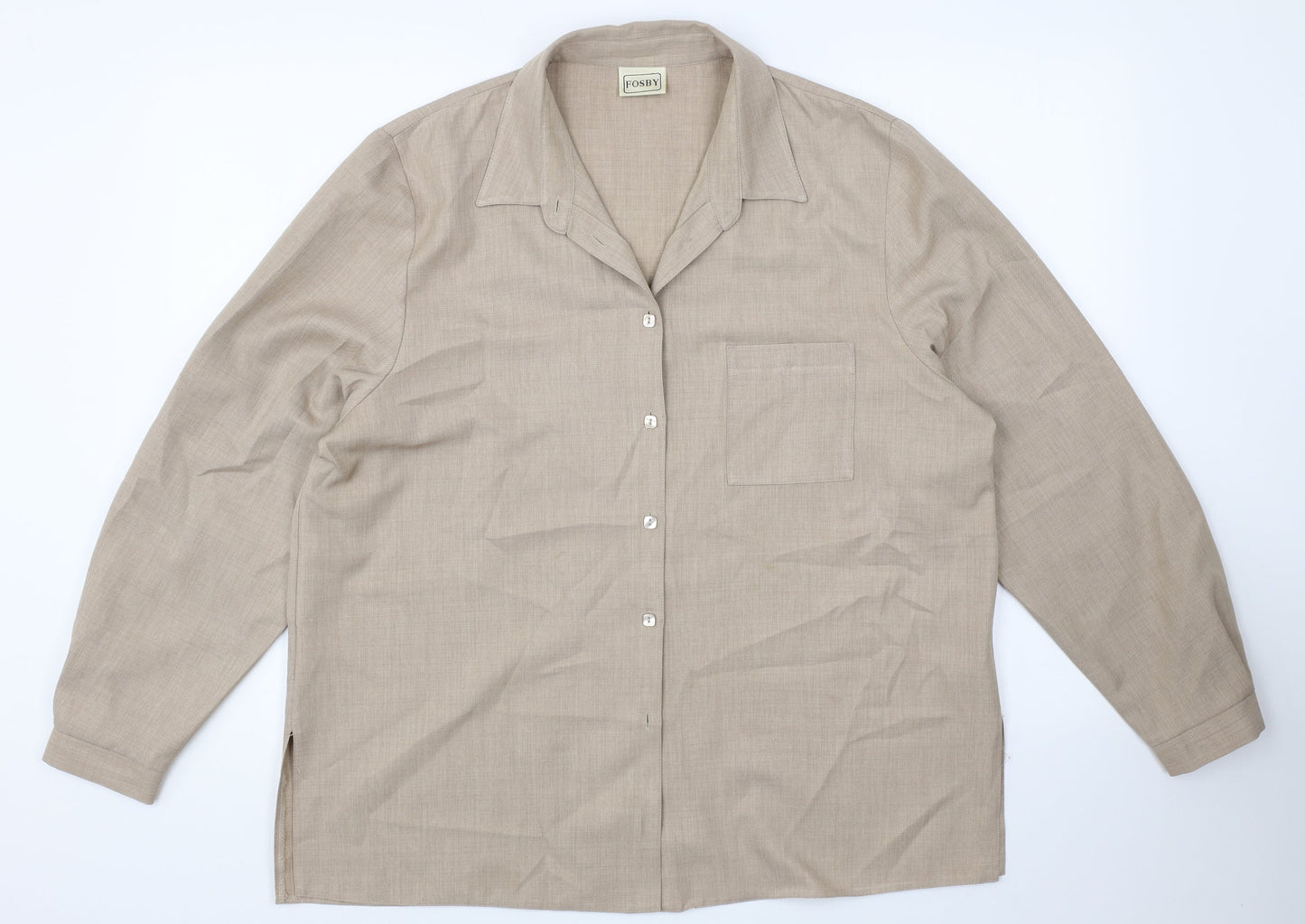 Womens UK Size 18 Fosby Beige Basic Button-Up