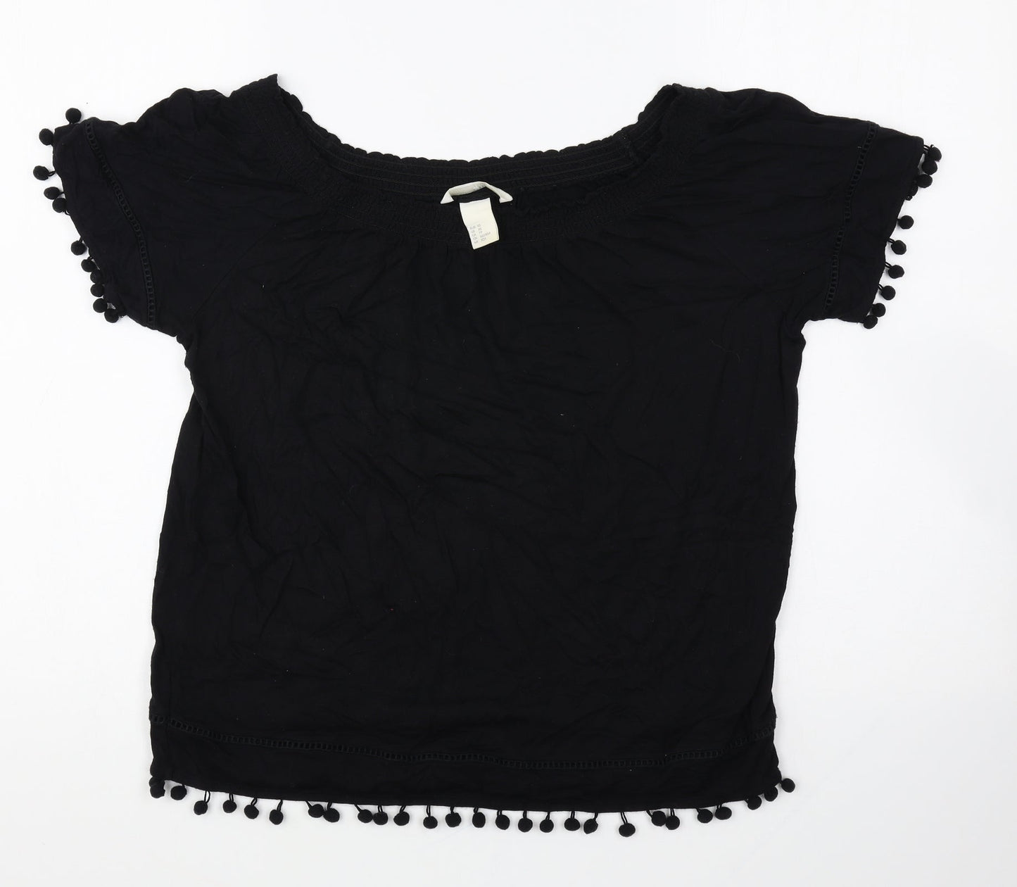 Womens UK Size XS H&M Black Basic T-Shirt