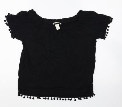 Womens UK Size XS H&M Black Basic T-Shirt