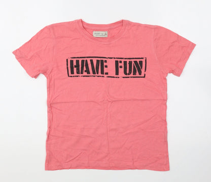 Zara Boys Pink Cotton Basic T-Shirt Size 8 Years Round Neck - Have Fun