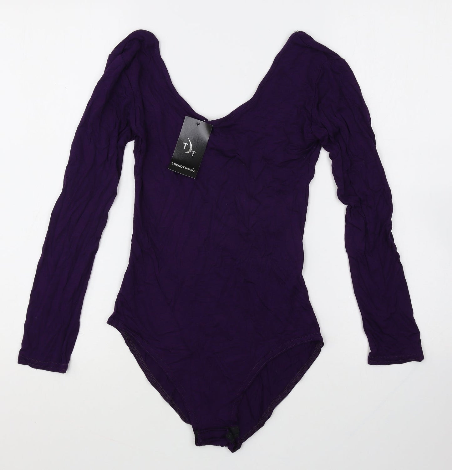 Trendy Touch Womens Purple Viscose Bodysuit One-Piece Size S Snap