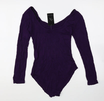 Trendy Touch Womens Purple Viscose Bodysuit One-Piece Size S Snap