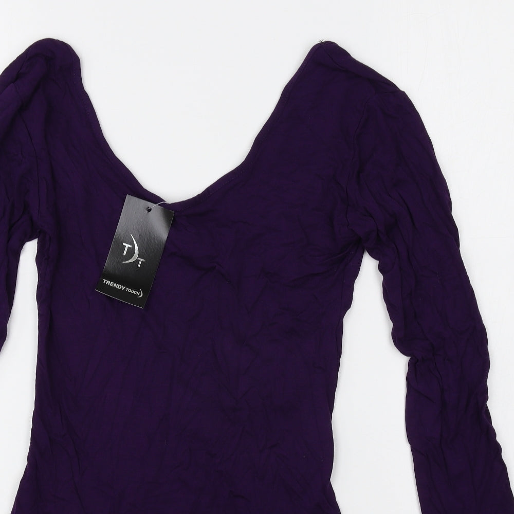 Trendy Touch Womens Purple Viscose Bodysuit One-Piece Size S Snap