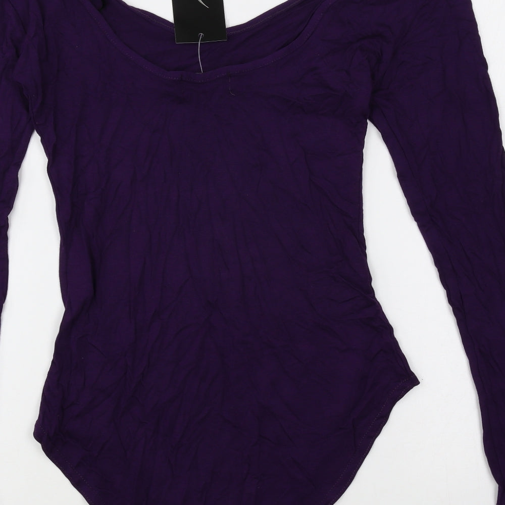 Trendy Touch Womens Purple Viscose Bodysuit One-Piece Size S Snap
