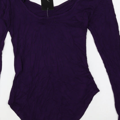 Trendy Touch Womens Purple Viscose Bodysuit One-Piece Size S Snap