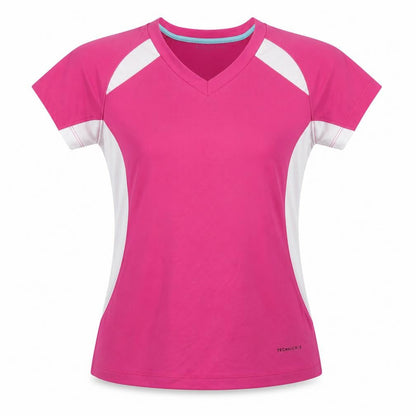 Technicals Womens Pink Viscose Basic T-Shirt Size 10 V-Neck Pullover