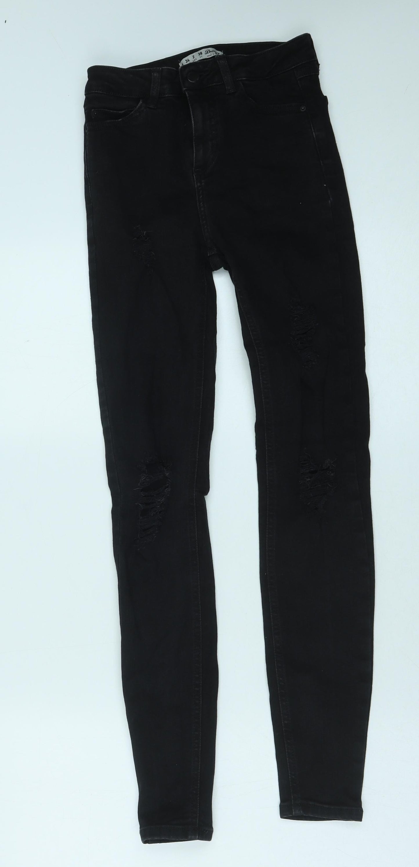 Denim & Co. Womens Black Cotton Skinny Jeans Size 6 Regular Button