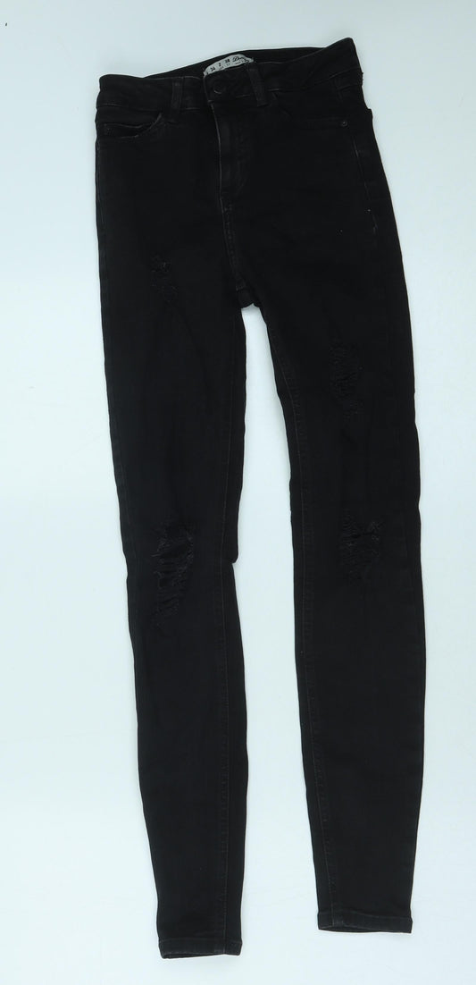 Denim & Co. Womens Black Cotton Skinny Jeans Size 6 Regular Button