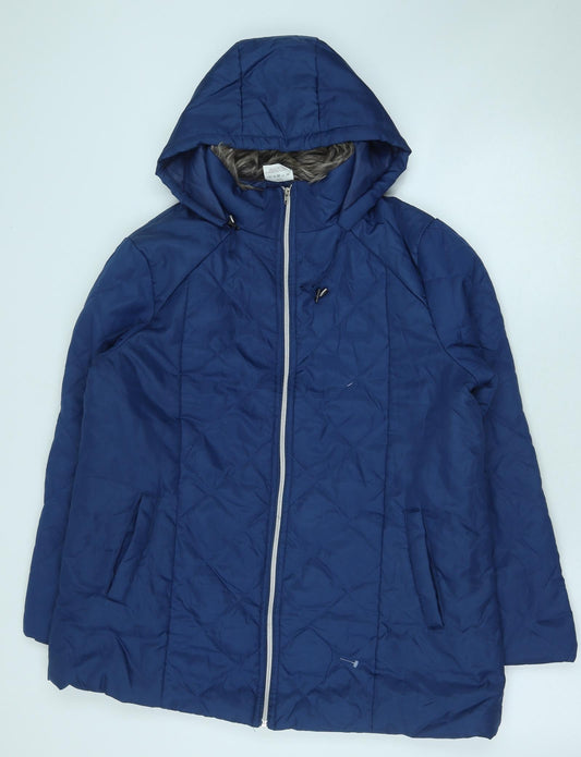 Anna De Lancay Womens Blue Quilted Coat Size M Zip
