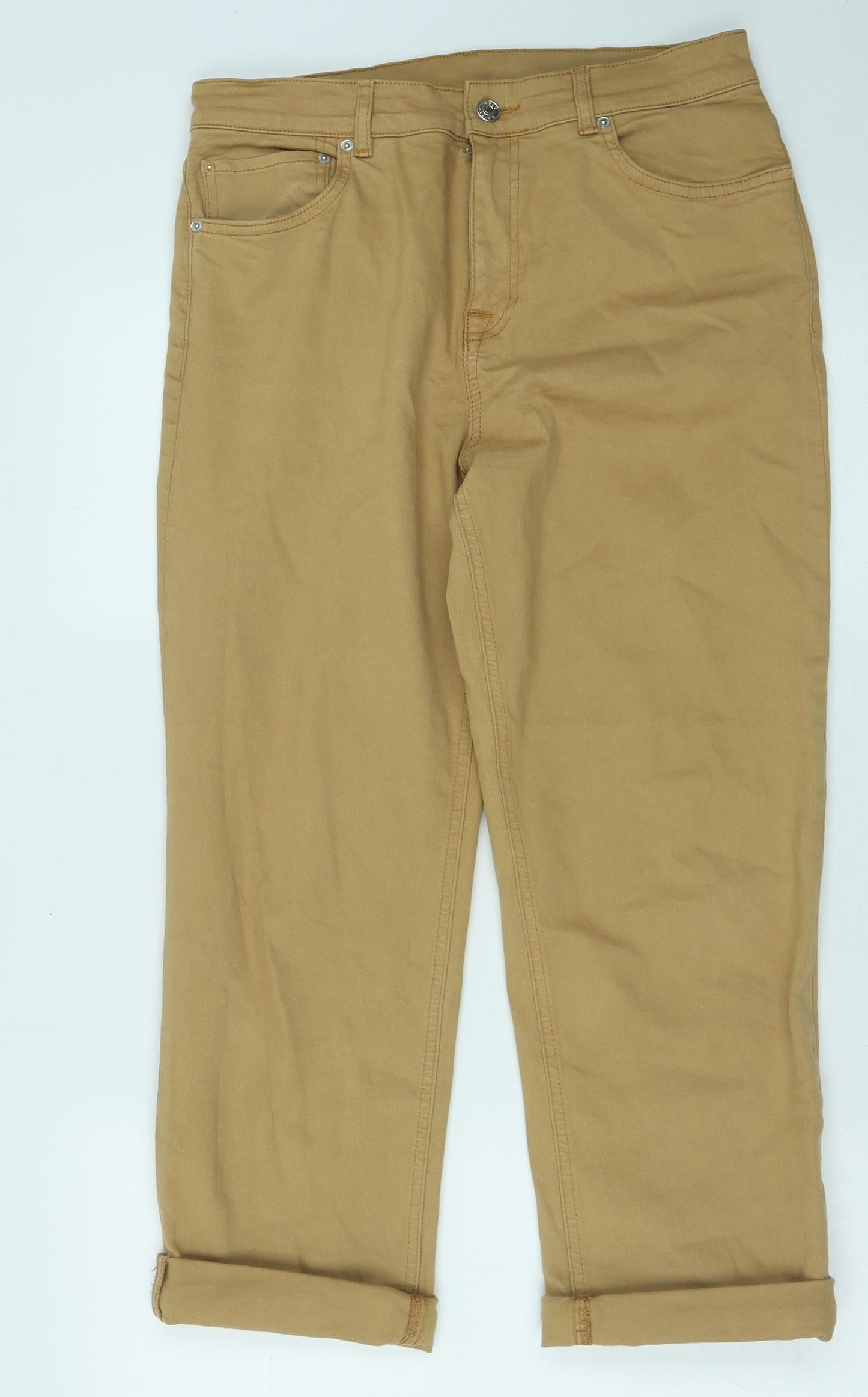 ASOS Mens Brown Cotton Straight Jeans Size 32 in L32 in Regular Button