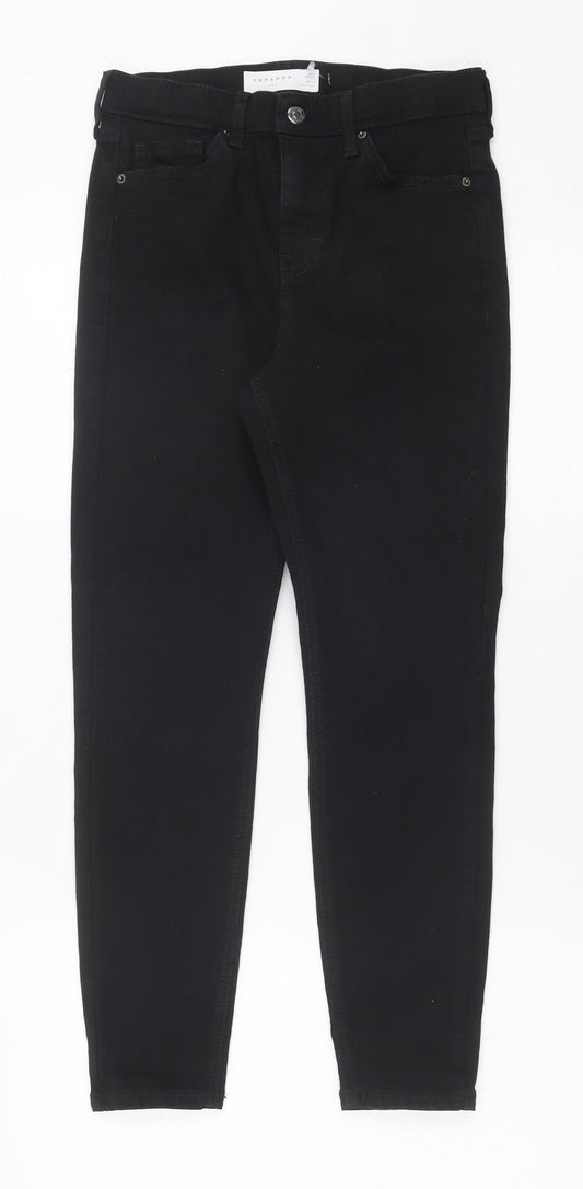 Topshop Womens Black Cotton Skinny Jeans Size 26 in L28 in Regular Zip