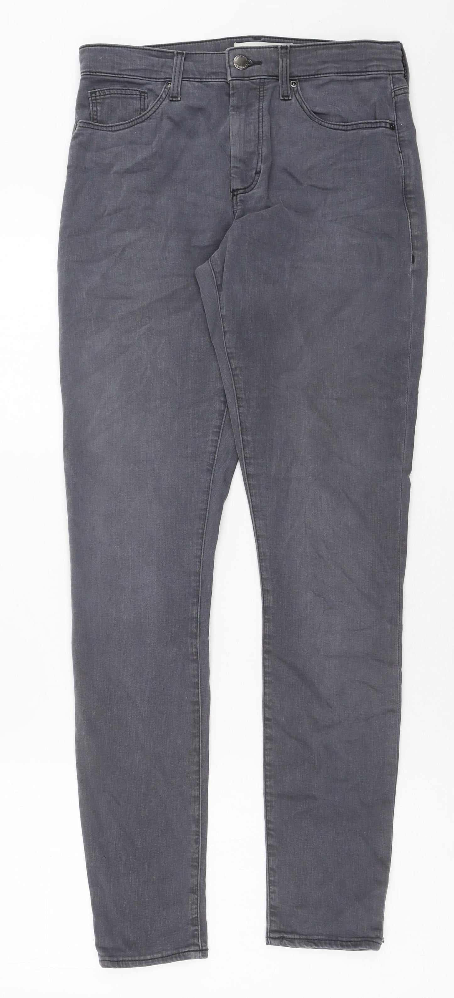 Topshop Womens Grey Cotton Skinny Jeans Size 28 in L32 in Regular Button