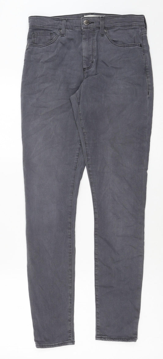 Topshop Womens Grey Cotton Skinny Jeans Size 28 in L32 in Regular Button