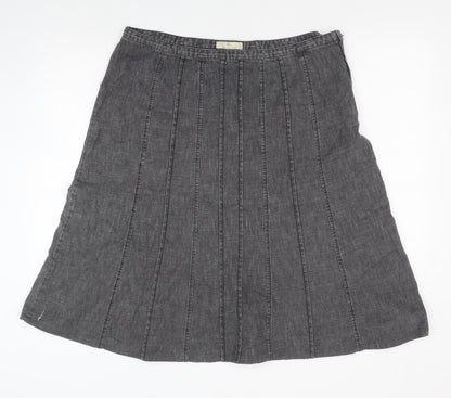 BHS Womens Grey Cotton Pleated Skirt Size 39 in Zip