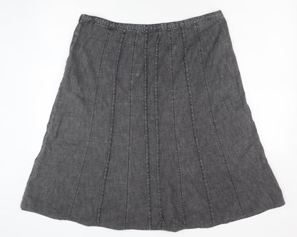 BHS Womens Grey Cotton Pleated Skirt Size 39 in Zip