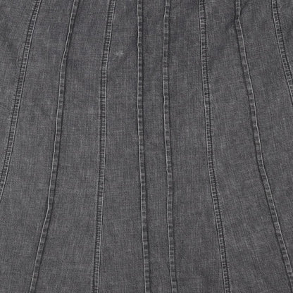 BHS Womens Grey Cotton Pleated Skirt Size 39 in Zip