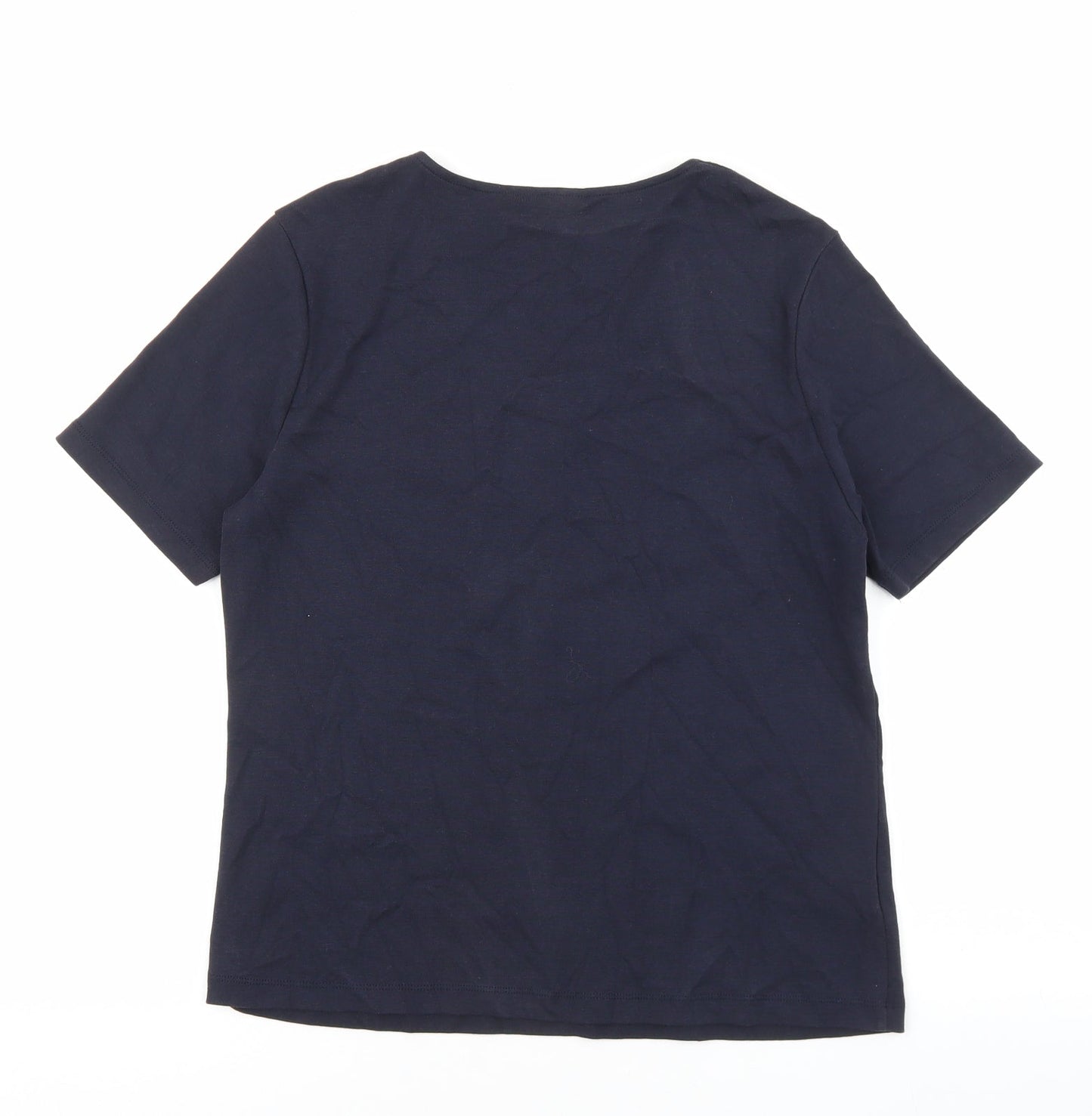 CC Womens Blue 100% Cotton Basic T-Shirt Size M V-Neck