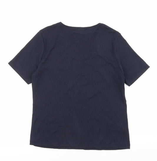 CC Womens Blue 100% Cotton Basic T-Shirt Size M V-Neck