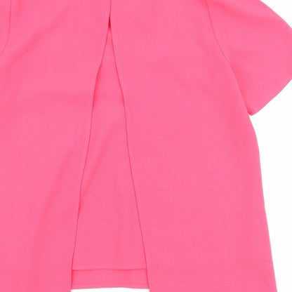 Phase Eight Womens Pink Polyester Basic Blouse Size 12 V-Neck