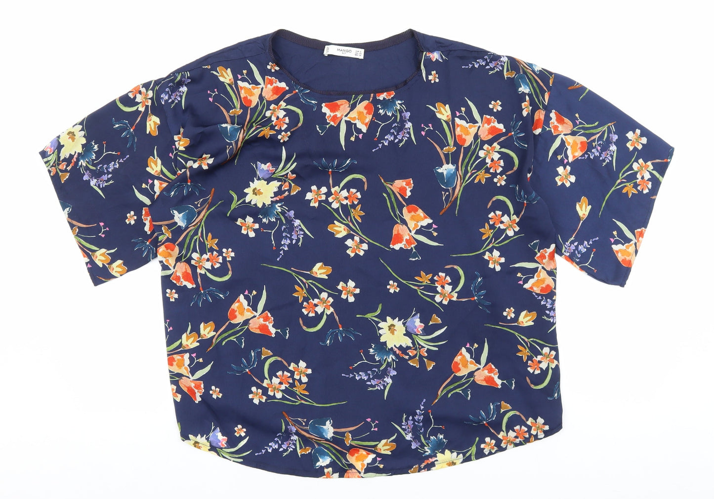 Womens UK Size S Mango Blue Basic Blouse