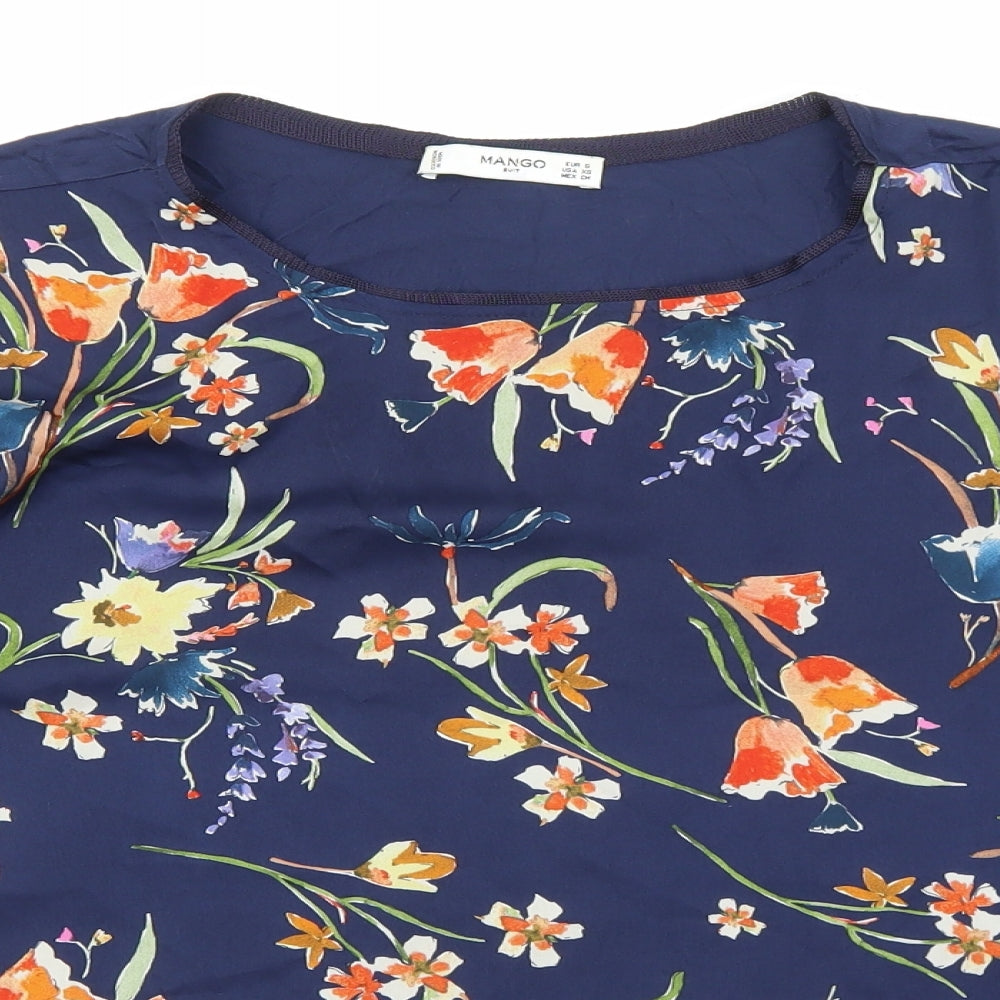 Womens UK Size S Mango Blue Basic Blouse