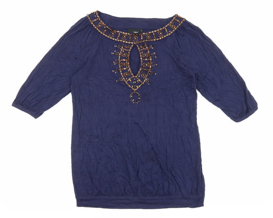 Womens UK Size 12 NEXT Blue Basic Blouse