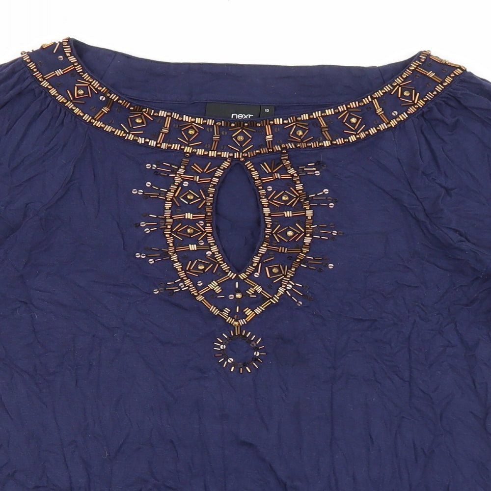 Womens UK Size 12 NEXT Blue Basic Blouse