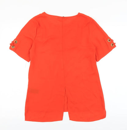 F&F Womens Purple Polyester Basic Blouse Size 8 Round Neck