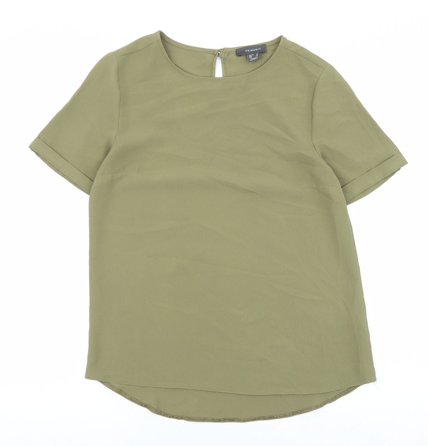 Primark Womens Green Polyester Basic Blouse Size 6 Round Neck